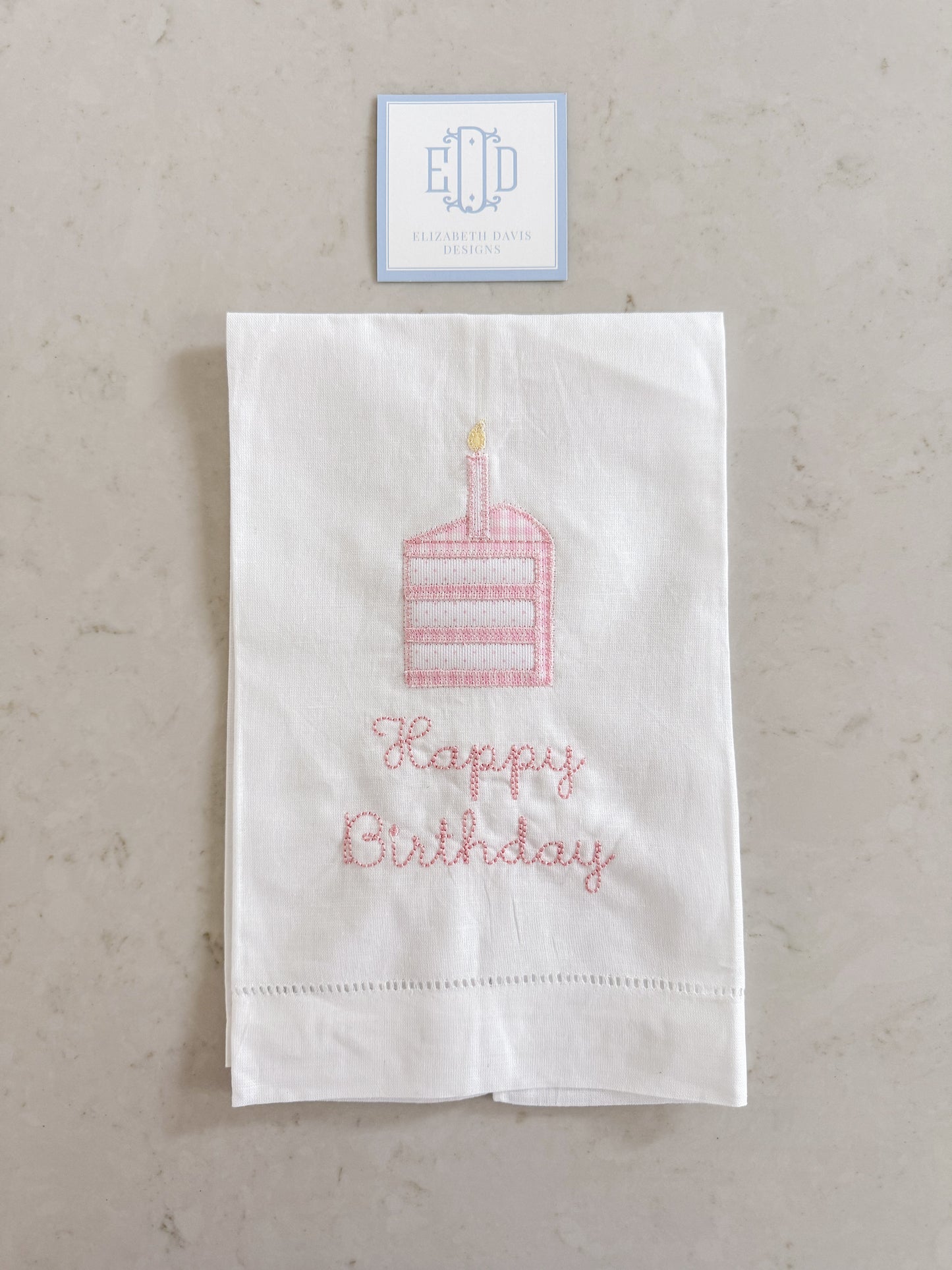 The Original Heirloom Tea Towel - Happy Birthday (Pink)