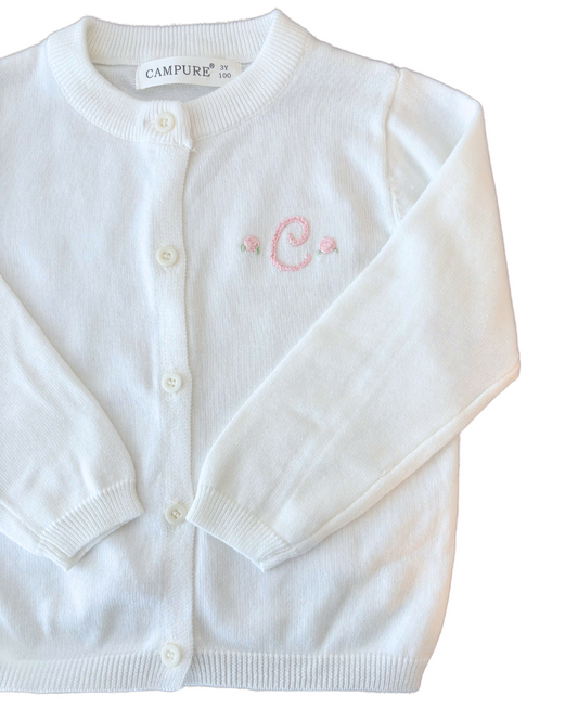 Cardigan with Hand Stitched Initial