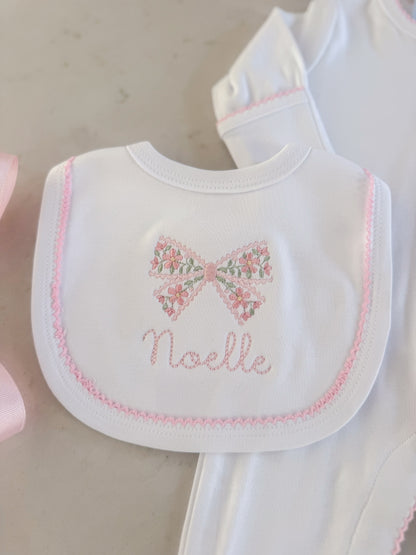 Picot Trim Bib + Burp Sets