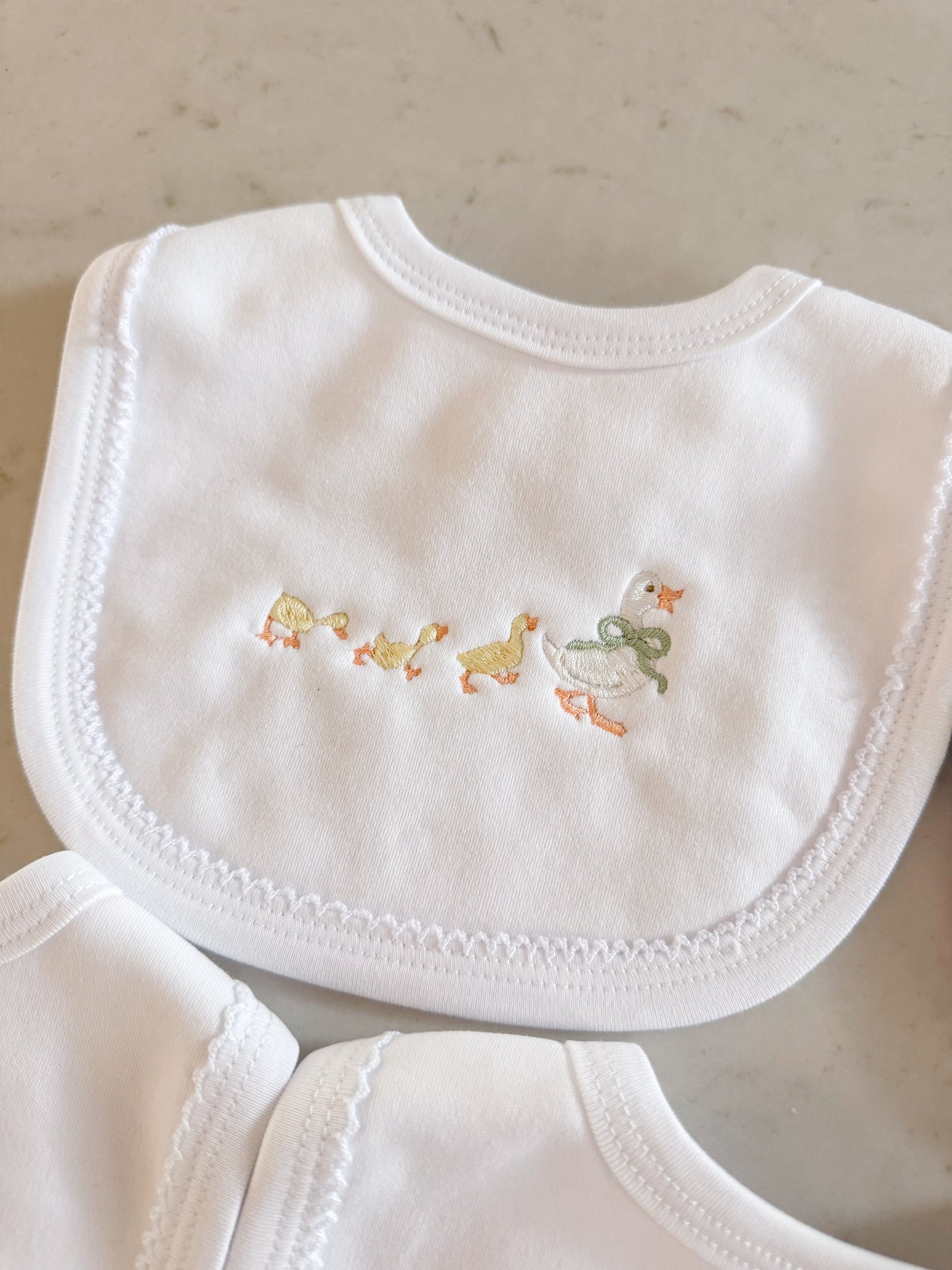 Picot Trim Bib + Burp Sets