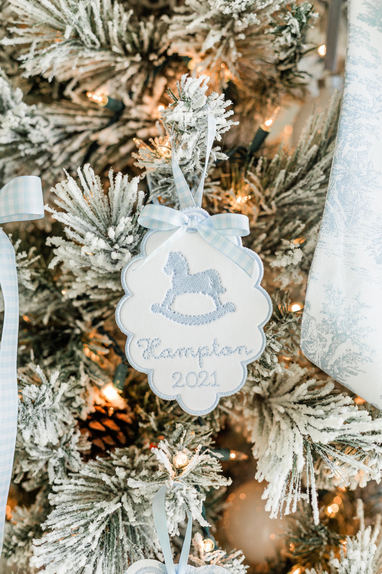 Boys Heirloom Christmas Ornament- Scalloped Oval Shape