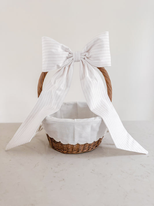 Easter Basket Bow - Pink Ticking Stripe