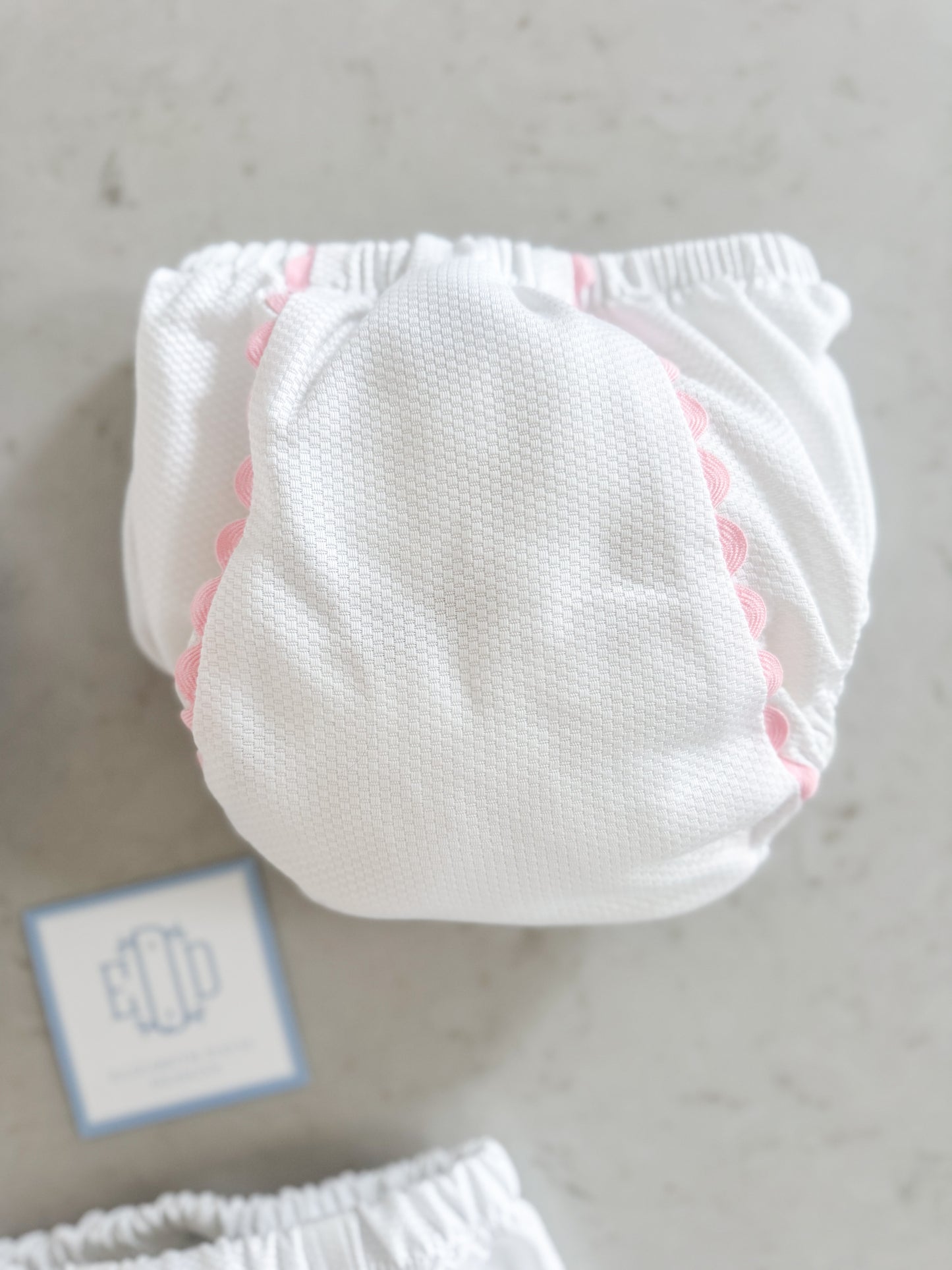 White Cotton Pique Diaper Cover