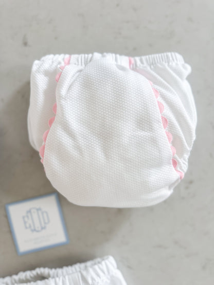 White Cotton Pique Diaper Cover