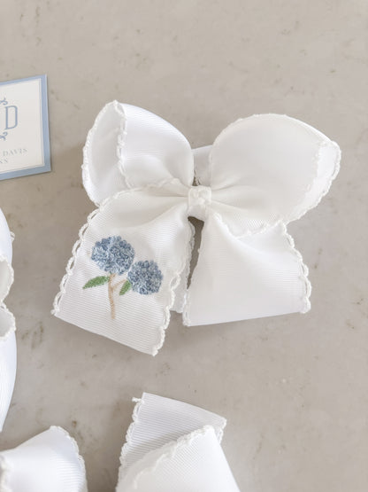 Customized White Hair Bow- Large