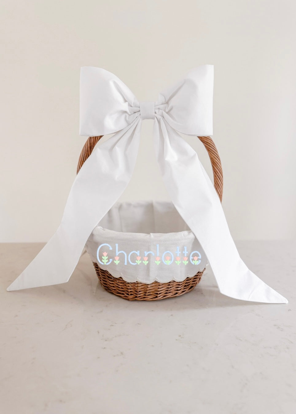 Scalloped Easter Basket Liners - Tulip Name Font
