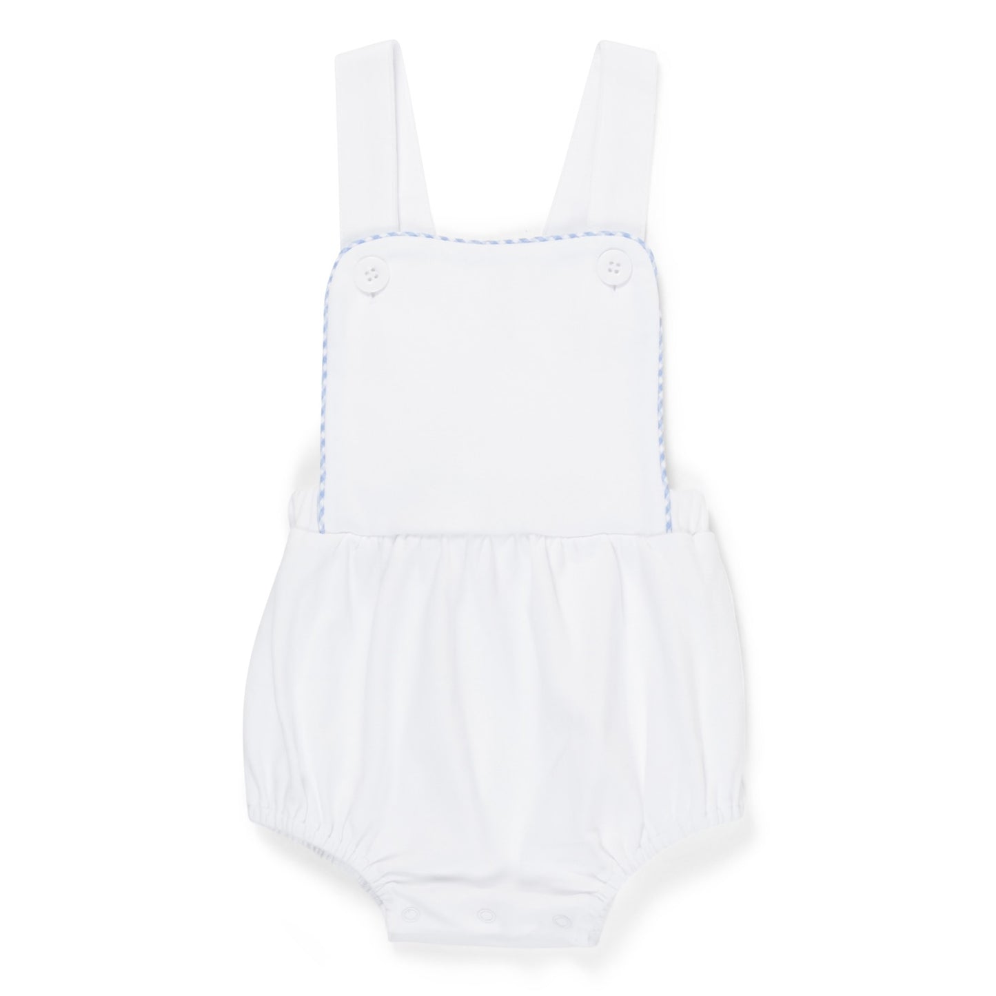 Baby Boy Sunsuit (white & blue gingham trim)