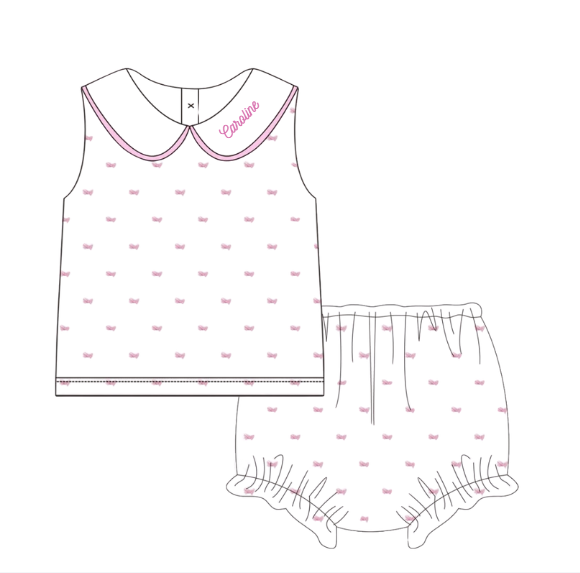 Pink Swiss Dot Diaper Set