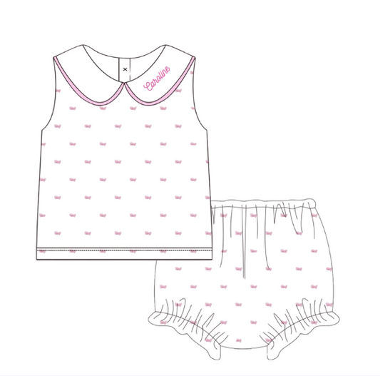 Pink Swiss Dot Diaper Set