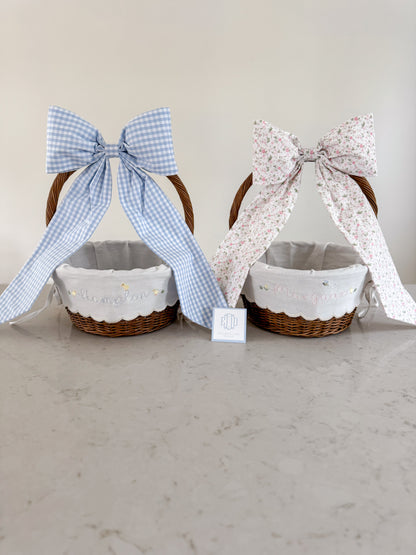 Scalloped Easter Basket Liners - Custom Embroidery with Build Your Own dainty details