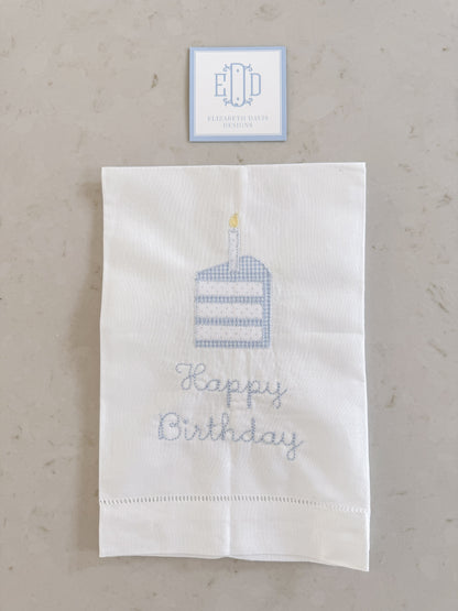 The Original Heirloom Tea Towel - Happy Birthday (Blue)