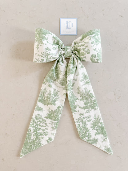 Green Toile Bow