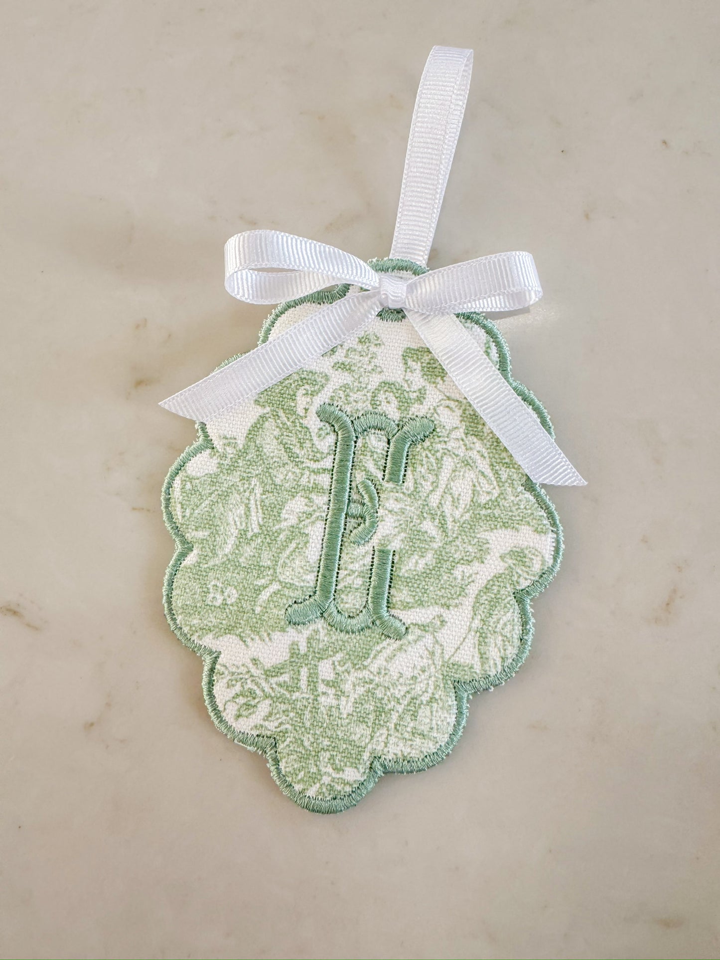 Boys Heirloom Christmas Ornament- Scalloped Circle Shape