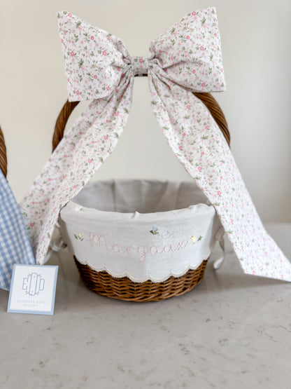 Scalloped Easter Basket Liners - Custom Embroidery with Build Your Own dainty details