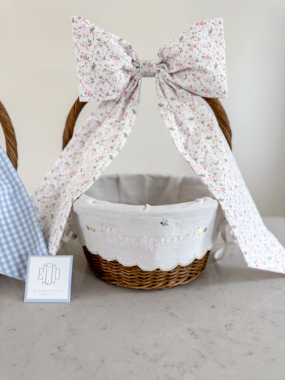 Scalloped Easter Basket Liners - Custom Embroidery with Build Your Own dainty details