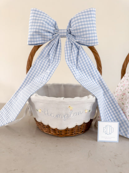 Scalloped Easter Basket Liners - Custom Embroidery with Build Your Own dainty details