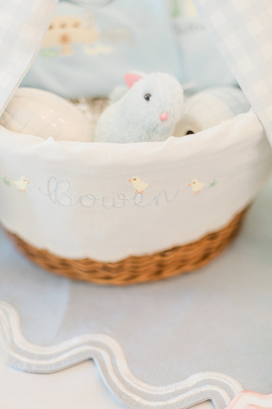 Scalloped Easter Basket Liners - Custom Embroidery with Build Your Own dainty details
