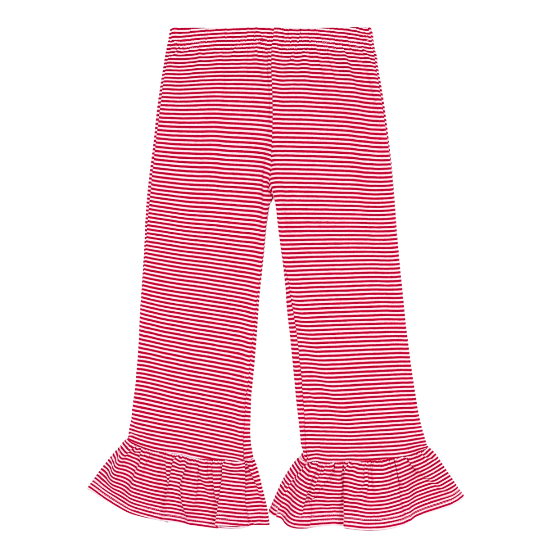 Girl's Micro-Striped Ruffle Pants - Winter
